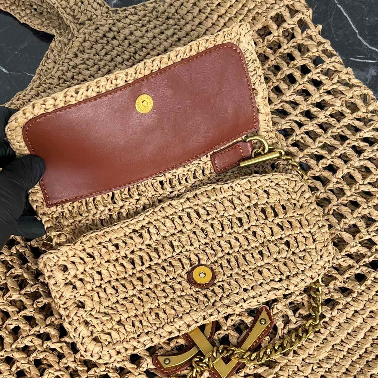 YSL Icare In Raffia
