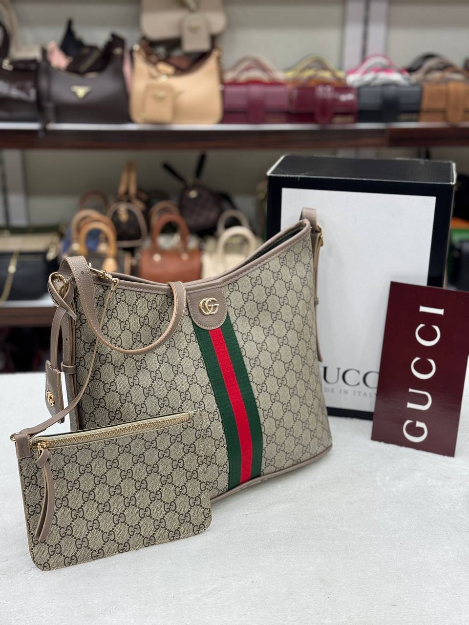 Gucci Ophidia Large Shoulder Beige