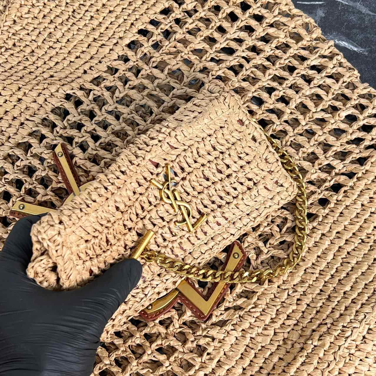 YSL Icare In Raffia