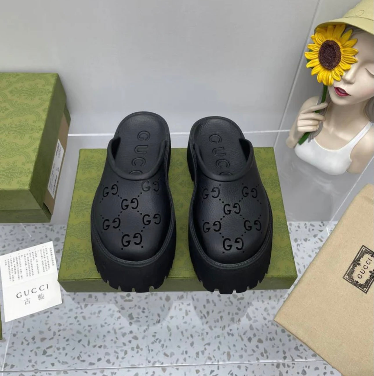 Gucci Rubber Mules Black