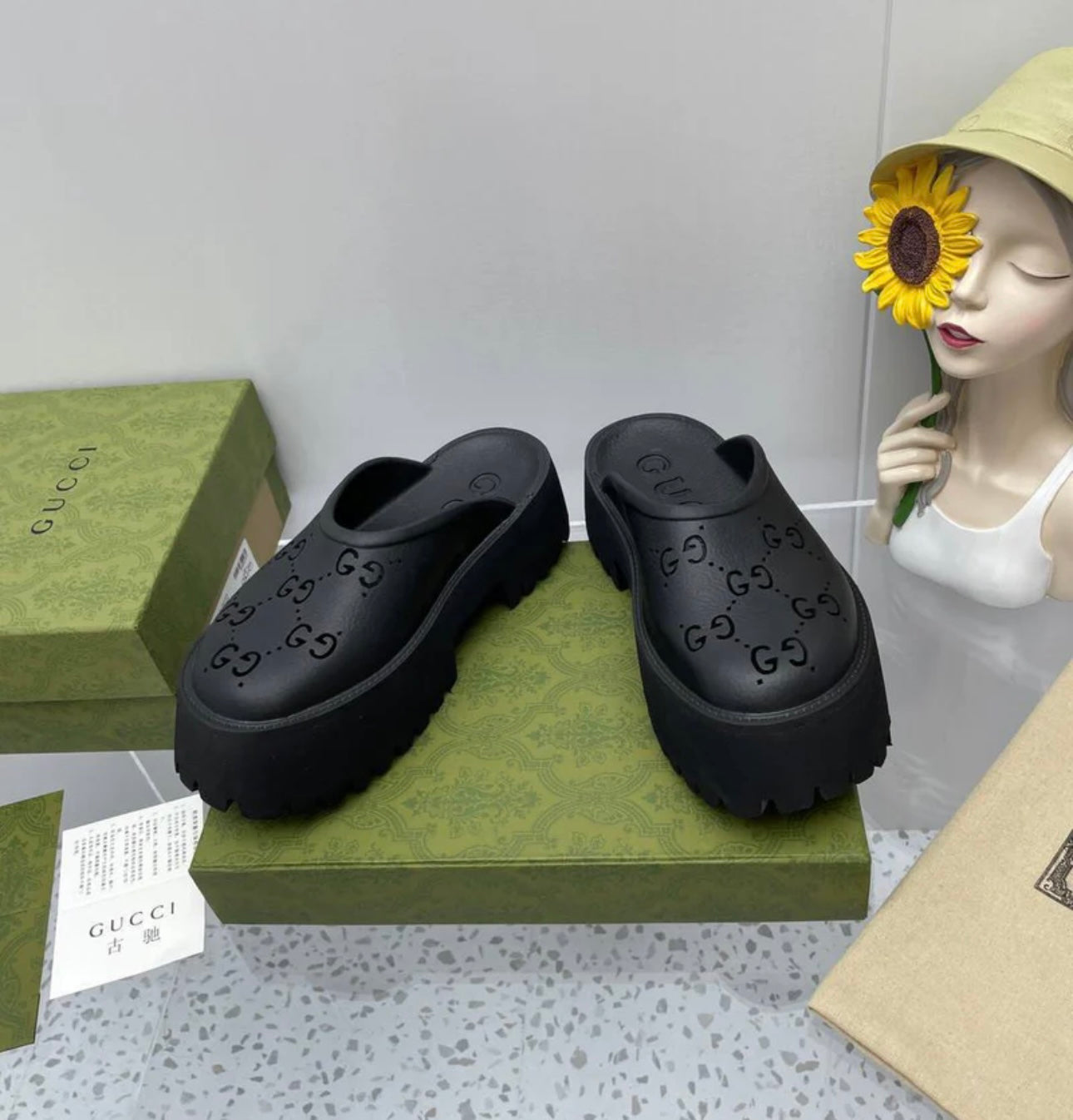 Gucci Rubber Mules Black