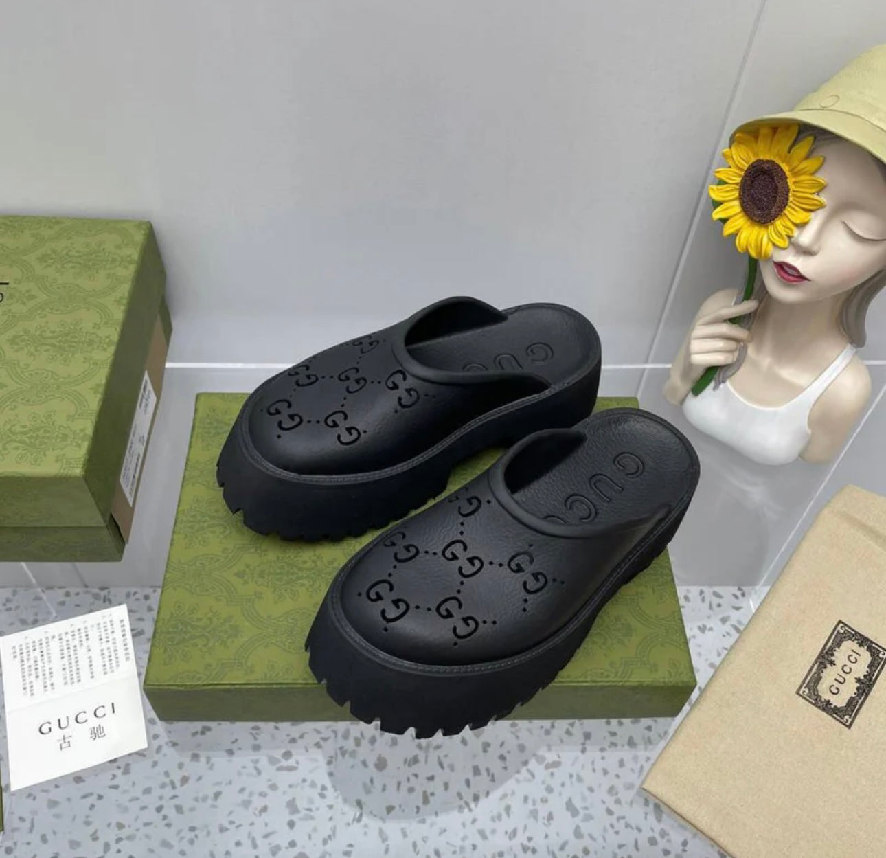 Gucci Rubber Mules Black