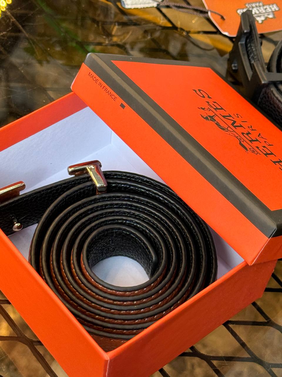 Hermès H Reversible Belt Brown/Black Gold