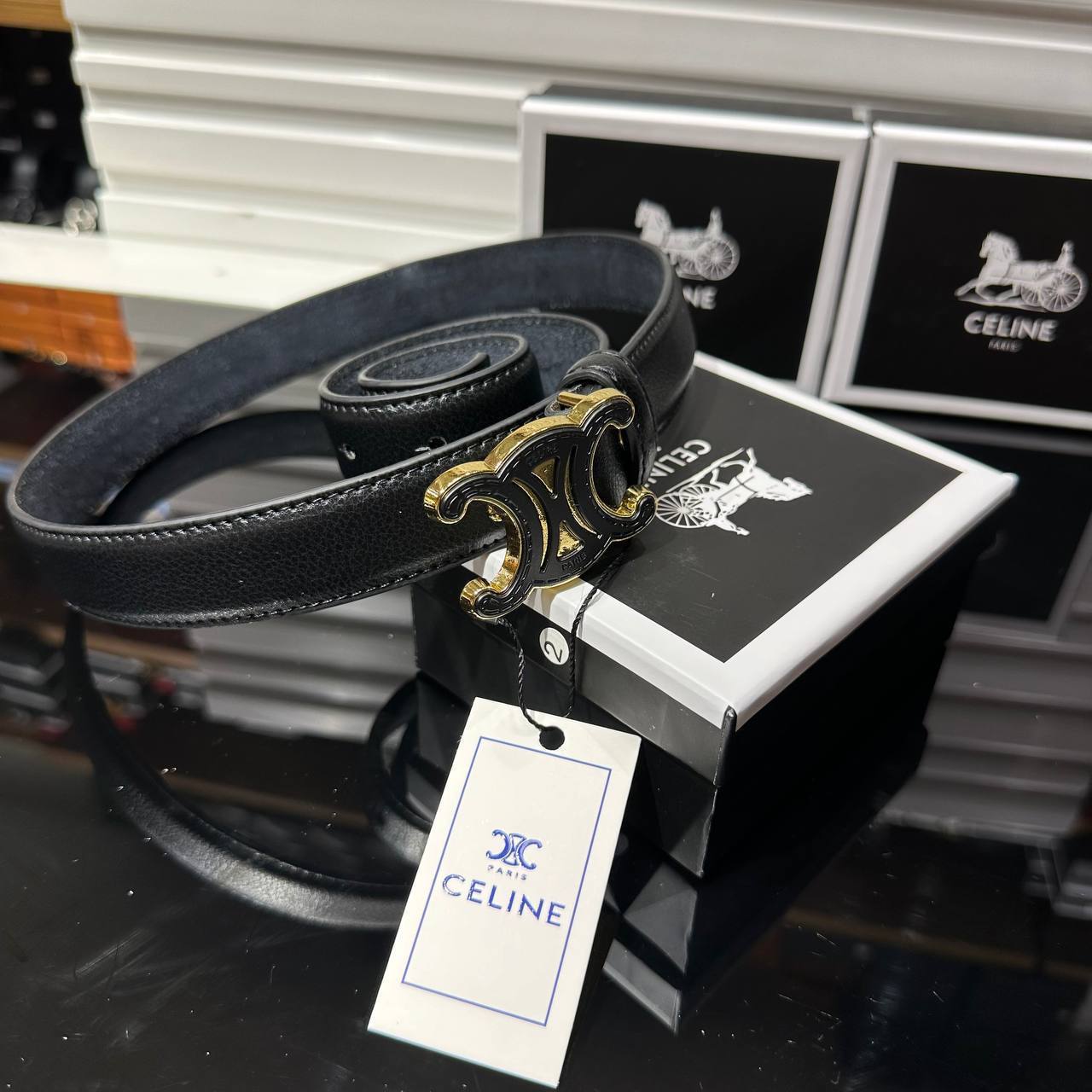 Celine Belt Μαύρη