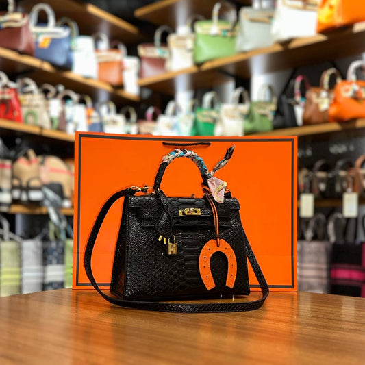 Hermes Kelly Black Croco