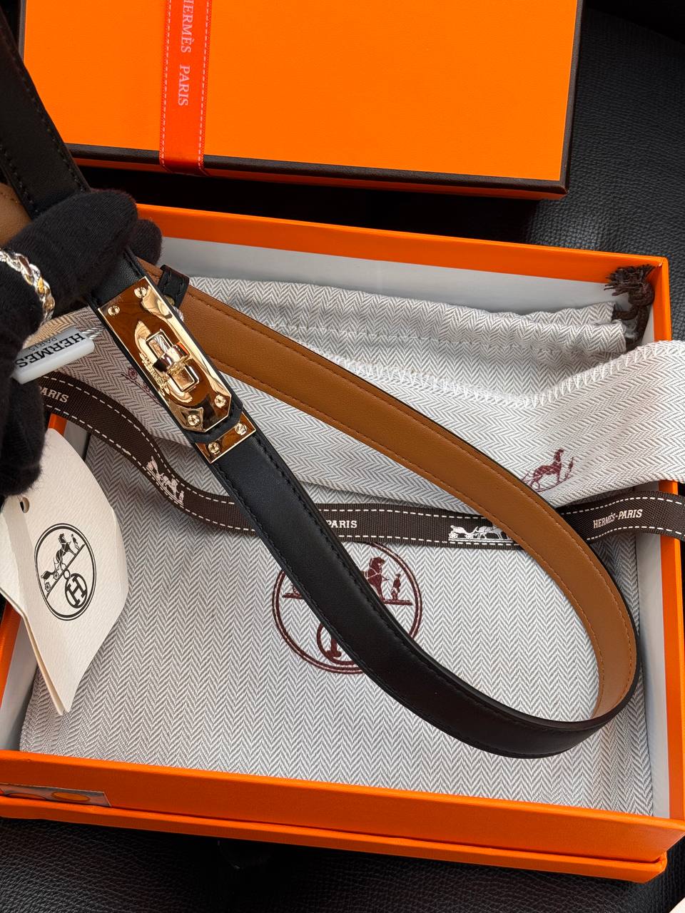 Hermès Kelly Leather Belt Black