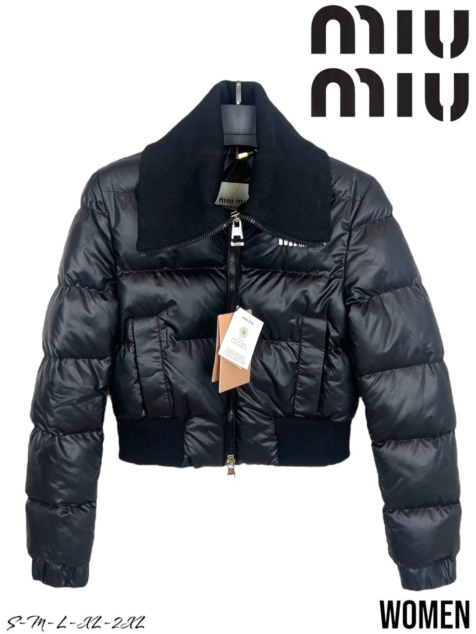 Miu Miu Cropped Puffer Jacket Black