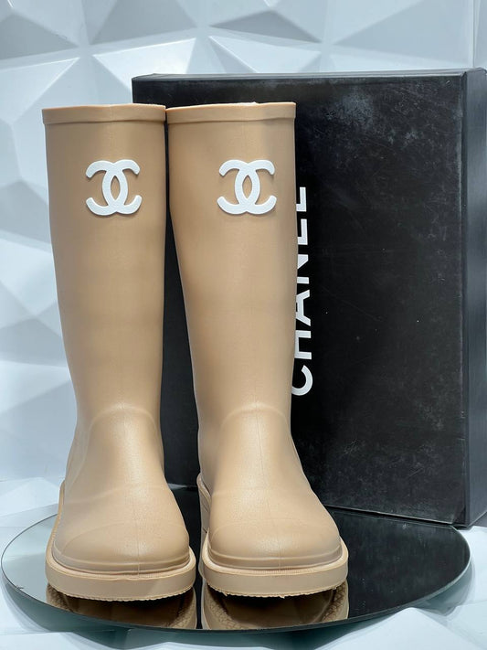 Rubber Rain Boots Beige