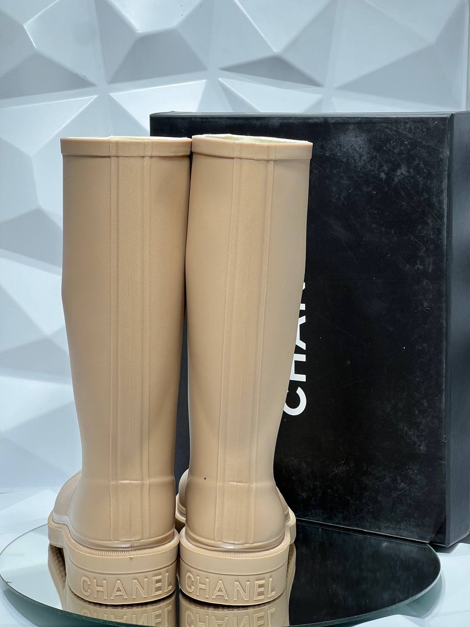Rubber Rain Boots Beige