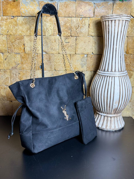 YSL Niki Shopping Bag Suede Black